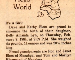 Kelly's Birth Notice