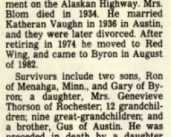 Arthur Blom's Death Notice