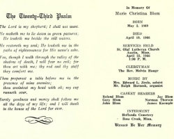 Marie Bloms Obituary