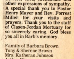 Brown Family Thank You