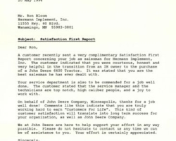 John Deere Commendation Letter