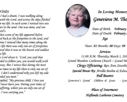 Genevieves Funeral Card