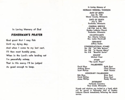 Norman Thorson's Funeral Card