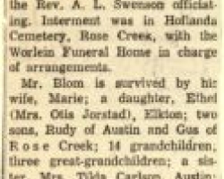 Swen Bom's Obituary